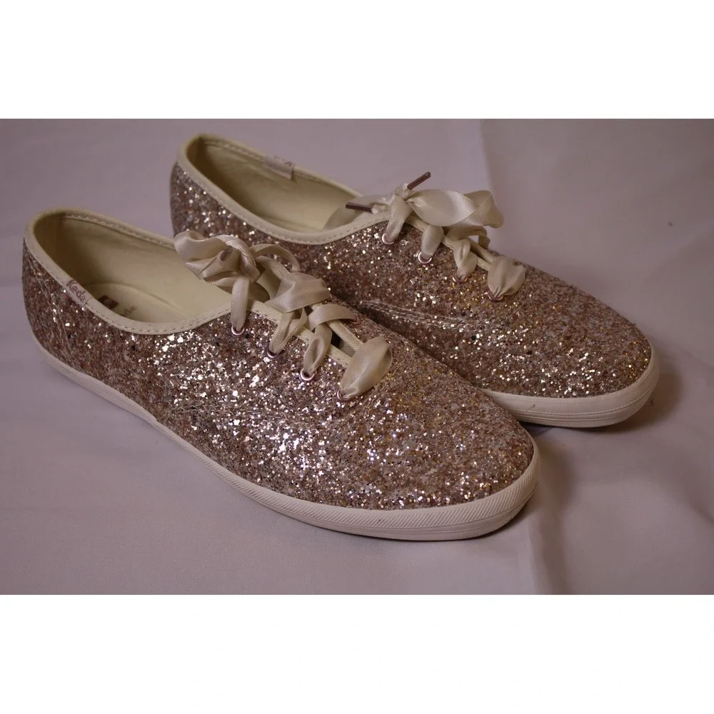 Keds X Kate Spade New York Women 9.5 Champion Ks Gold Glitter‎ Multi Sneakers